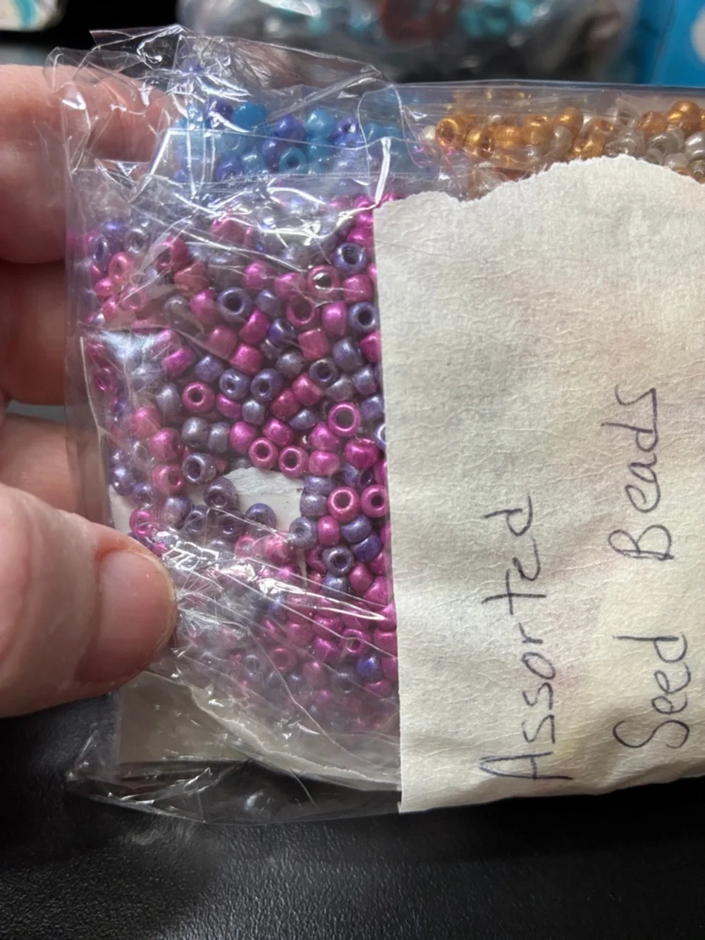 Mixed Glass Seed Beads - White, Black, Blue, Gold, Bronze
